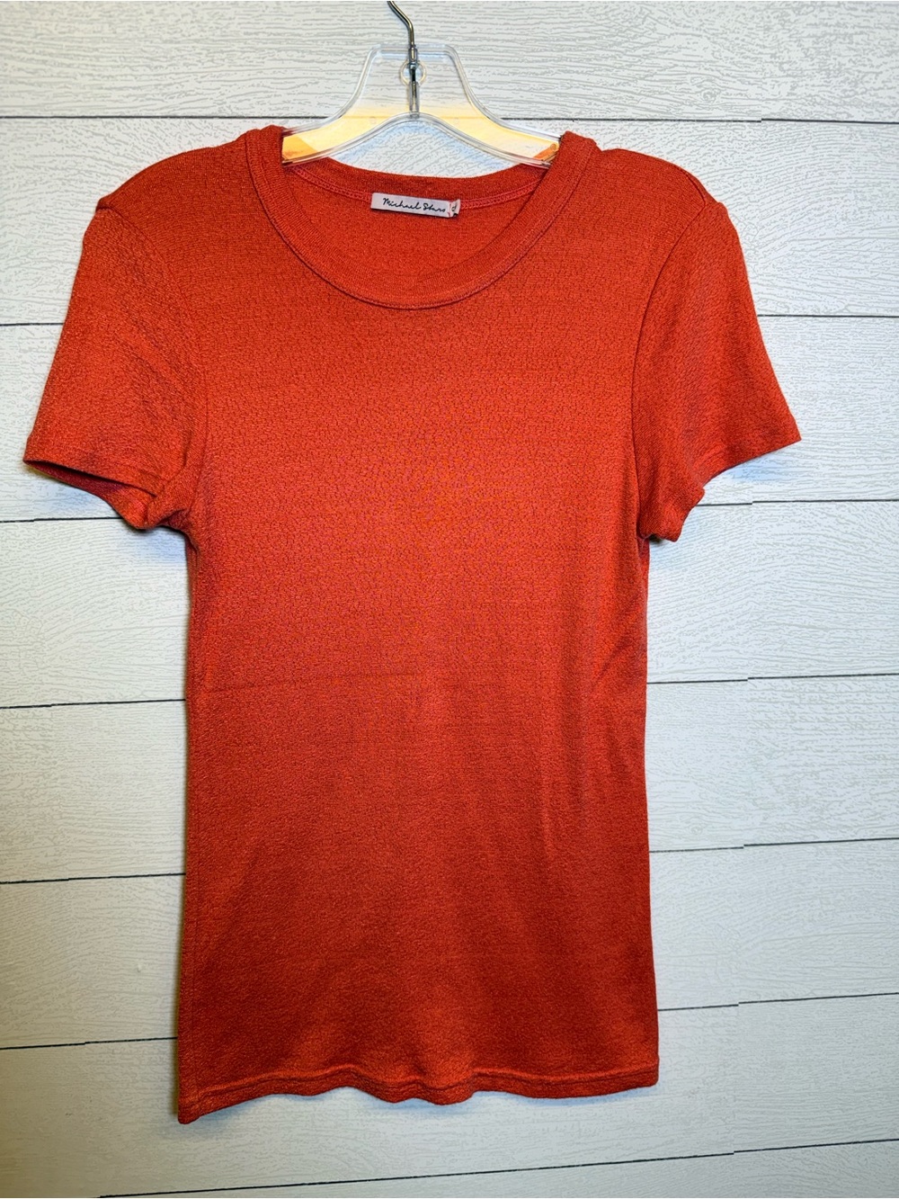 Michael Stars Coral Short Sleeve Crewneck Tee light Shimmer size OS stretchy
